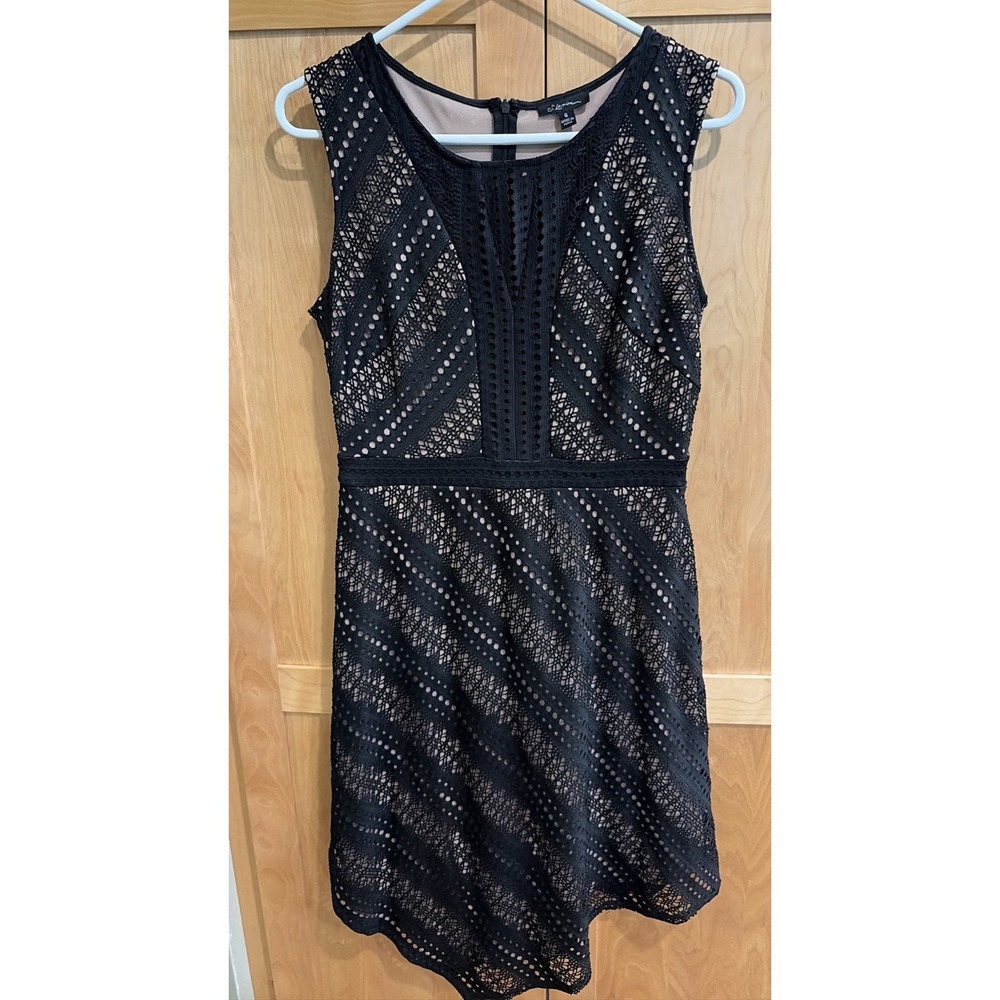 S. Levine Black Lace Overlay A-line Dress With Handkerchief Hem Sz 6 -Goth, Chic